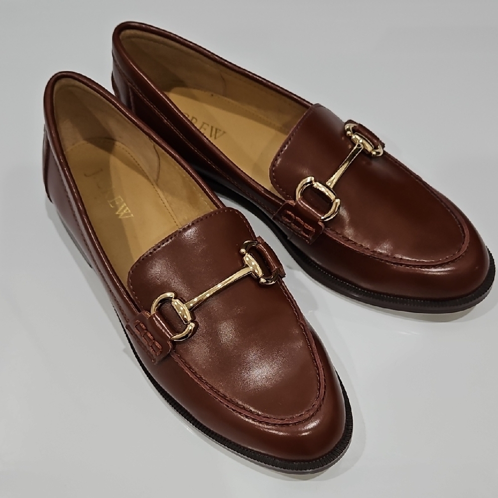 J.Crew Chocolate Loafers with Gold Accent